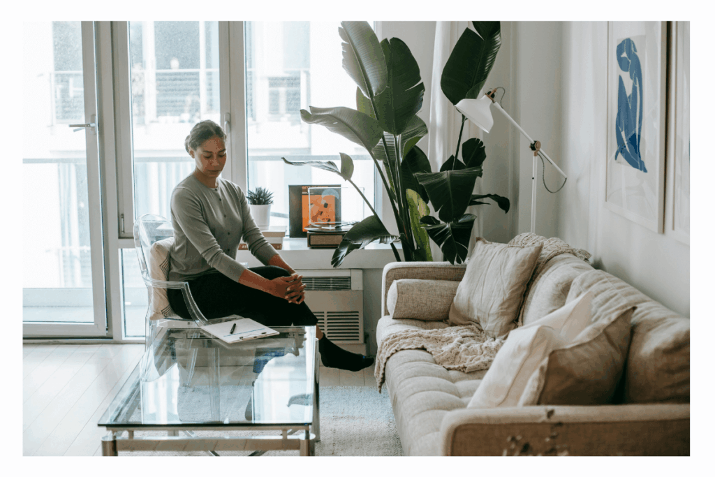 Therapist waiting for a client for in-person therapy session