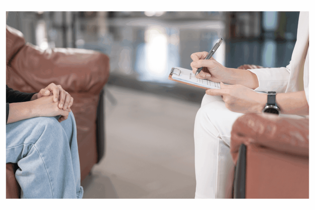 Traditional therapy session where a client and clinician is face-to-face